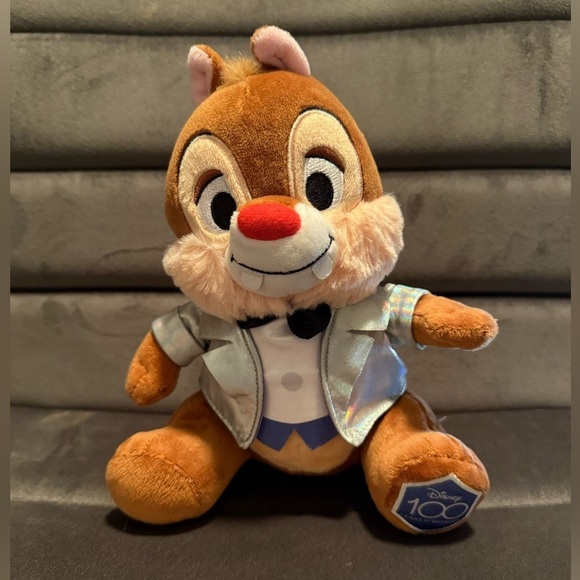 Disney Other - Disney Dale Plush with Silver Jacket and Red Nose 8 inch 100th anniversary